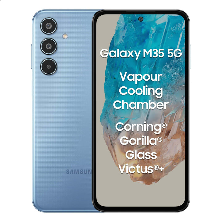 Samsung Galaxy M35 5G (6GB RAM,128GB Storage)| Corning Gorilla Glass Victus Vapour Cooling Chamber | 6000mAh Battery | 120Hz Super AMOLED Display| Dual Sim - Day Break Blue Brand New