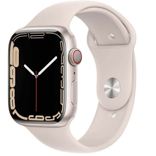 Apple Watch Series 7 (GPS + Cellular, 45mm) Smart watch - Starlight Aluminium Case with Starlight Sport Band - Regular. Fitness Tracker, Blood Oxygen & ECG Apps, Water Resistant